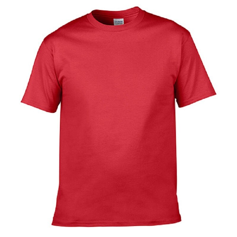 Classic Solid Red Crew Neck Short Sleeve Cotton T-Shirt for Men Red T-Shirt