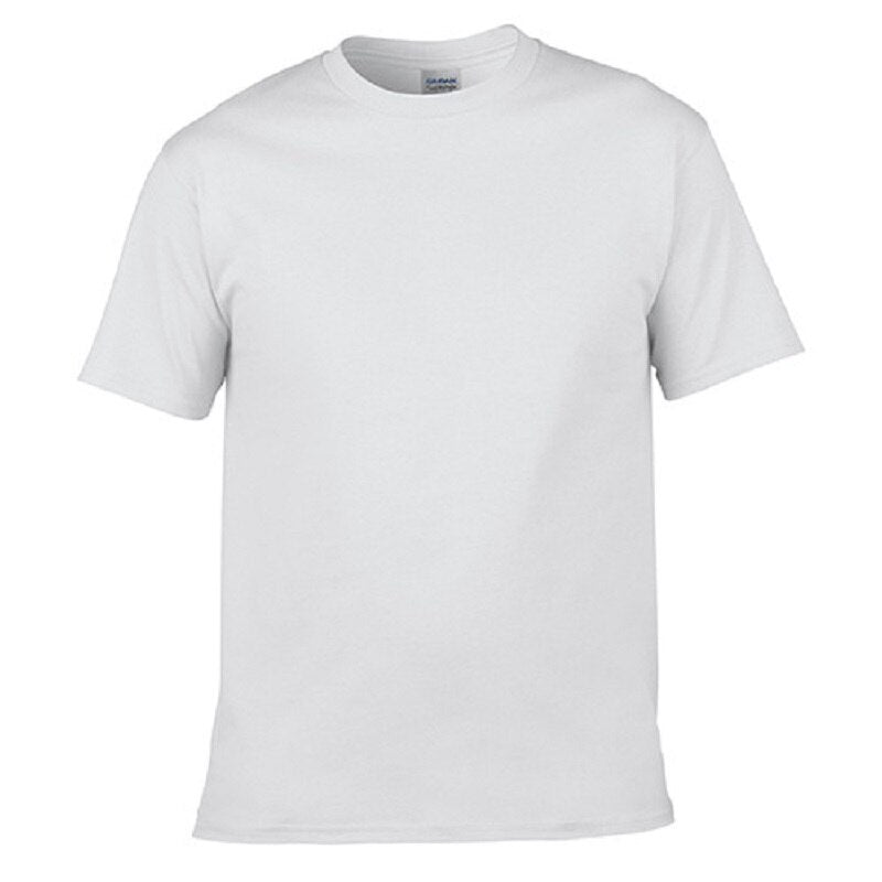 Classic Solid Red Crew Neck Short Sleeve Cotton T-Shirt for Men White T-Shirt