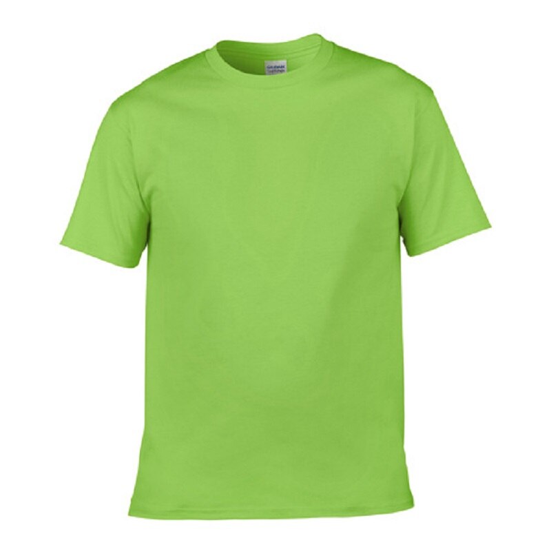 Classic Solid Red Crew Neck Short Sleeve Cotton T-Shirt for Men Green T-Shirt